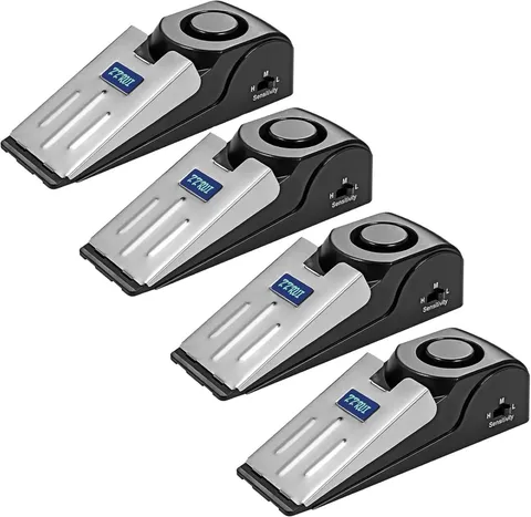 Door Stop Alarm with 120dB Siren, 4 Pack Portable Security Door Stopper Wedge...