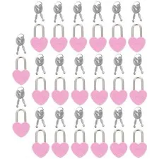 20 Sets Small Heart Shaped Padlocks with Keys for Suitcases