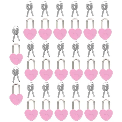 20 Sets Small Heart Shaped Padlocks with Keys for Suitcases