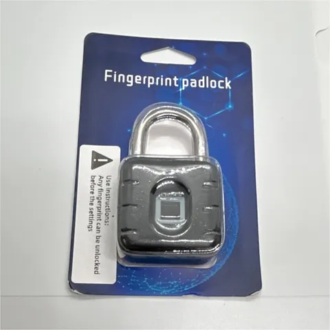 Fingerprint Padlock Metal Silver Electronic Security Lock Metallic Finish
