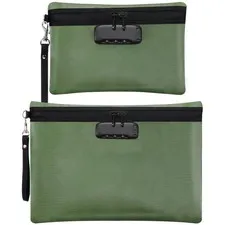 Fireproof Safe Money Document Bag with Lock 2 Pcs Notary Journal Pouch