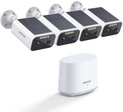 Security Cameras Wireless Outdoor Home System, No Subscription Fee, Solar Pow...