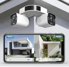 Dual Lens WiFi Security Cameras 2-Pack Pan/Tilt Two-Way Audio MicroSD Slot