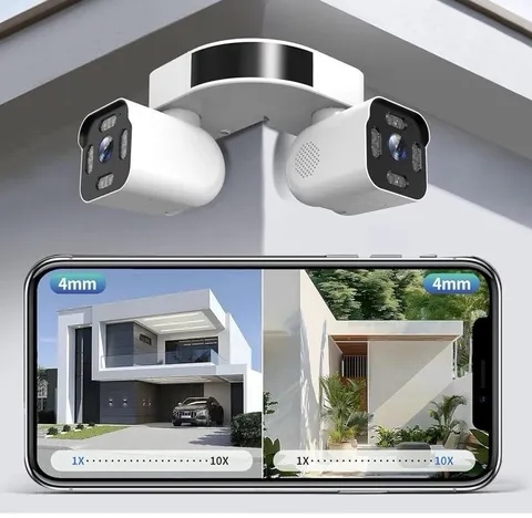 Dual Lens WiFi Security Cameras 2-Pack Pan/Tilt Two-Way Audio MicroSD Slot
