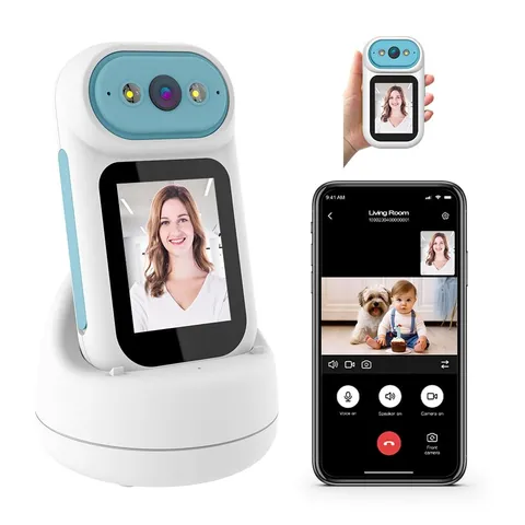 Indoor Security Camera with 2.8 Inch Screen 2K 1080P Video Calling Pet Baby Cam
