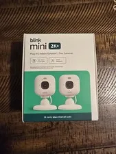 NEW 2 PACK Blink Mini 2k+ Cameras Indoor/Outdoor Plug-in 2K Video WHITE