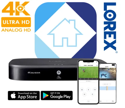 Lorex D841A82B 8 Channel 4K HD 2TB Smart Digital Analog HD Security System DVR 