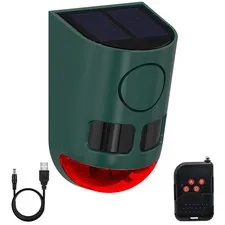 Solar Motion Sensor Alarm with ultrasonic, Motion Sensor Dog Barking 129dB No...