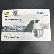 4MP Wireless PTZ Solar Security Camera, Night Vision, Outdoor/Weatherproof
