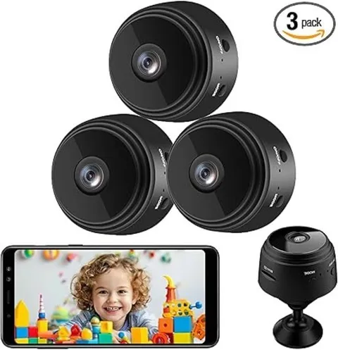 1080P WiFi Mini Security Camera Senri 3 Pack Indoor Outdoor Baby Pet Cam