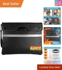 Fireproof Money Bag,A415*11.8'' 6200°F Fireproof,Waterproof,Extra Thick Firep...