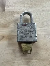 Vintage American Lock Company Padlock Series 5200 Hardened Steel One Key- Works!
