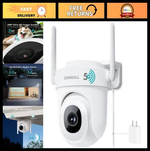 2.5K Wired Outdoor Security Camera, 24/7 Recording, Auto Tracking