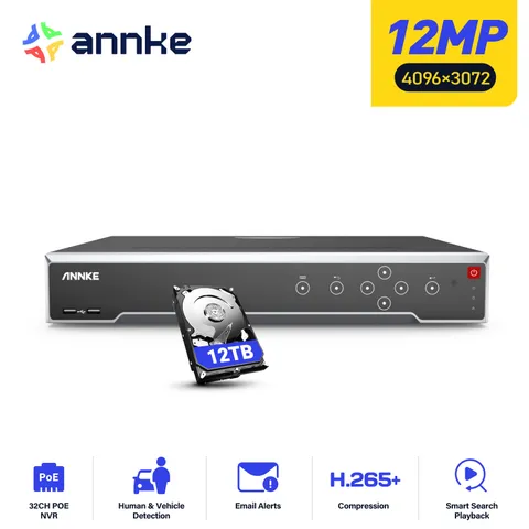 ANNKE UHD 12MP 32CH NVR POE AI CCTV Home Security Video Recorder Smart Playback