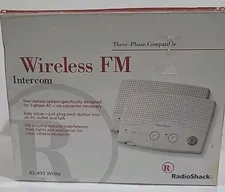 Radio Shack Two Station Wireless FM Intercom Three-Phase Compatible White 43-493