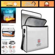 Large Fireproof Document Bag - Thermal Insulated, Waterproof, Lockable Zipper Sa