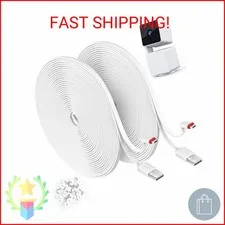 2 Pack 25FT Power Extension Cable Compatible with WYZE Cam Pan v3 Camera, 90 Deg