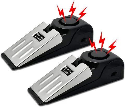 2 Pack Portable Door Stop Alarm, Door Stopper with 120db Loud Security Alarm,...