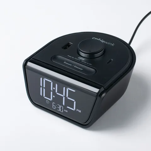 Brandstand CubieWink - Charging Alarm Clock with USB Ports Black