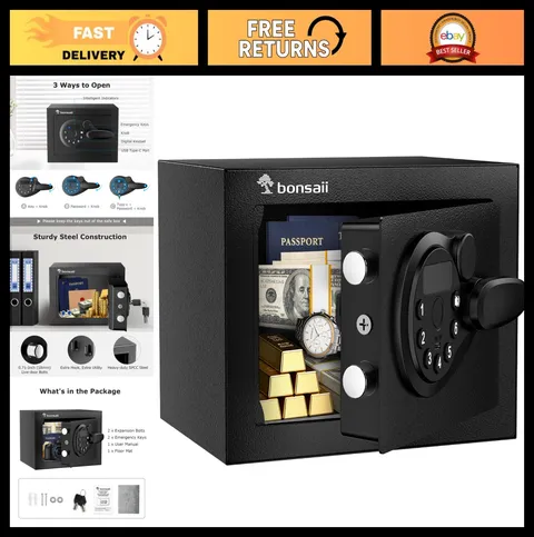 Electronic Keypad Safe Box - Steel Security Lock, 0.23 Cu Ft, Hidden Safe for Ca