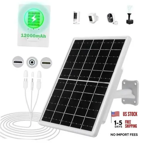 8W Solar Panel Built-in with 12000mAh Battery for Security Camera Outdoor,