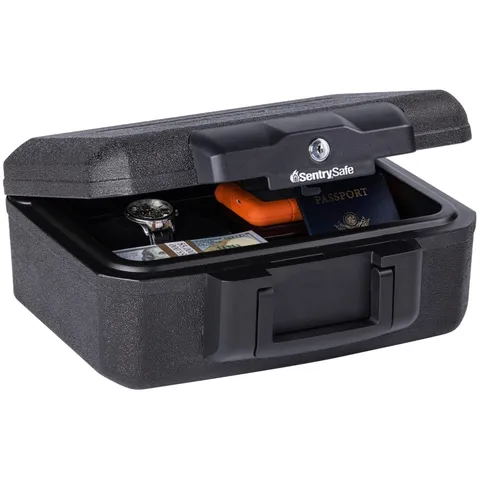 Secure Fire Resistant Box with Key Lock, 0.18 Cu Ft