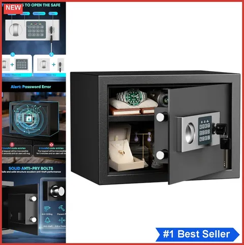 Cabinet Safe 0.6 Cubic Feet Steel Digital Keypad Backup Keys Floor Mount for