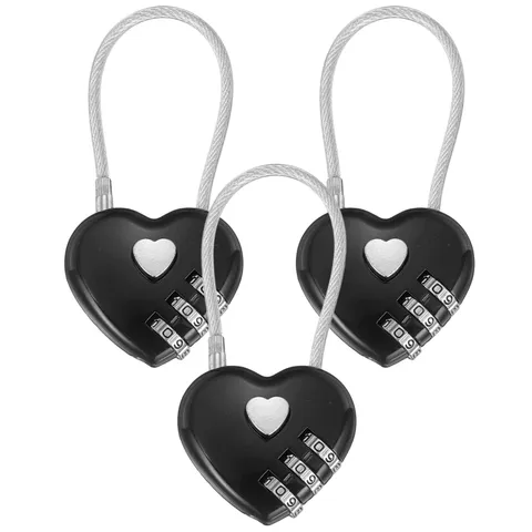 3-Pack Combination Locker Locks, 3 Digit Padlock for Gym/Luggage [Black]
