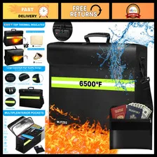 Fireproof Waterproof Document Bag with Lock, 10 Layers Insulation & Zipper, 16.5