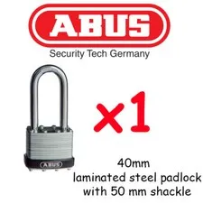 ABUS 40mm laminated steel padlocks ( 50mm LONG SHACKLE) FREE POSTAGE
