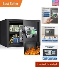Home Biometric Safe 1.0 Cub - Fingerprint Recognition Box With Keys, Keypad L...