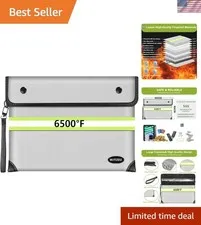 6500°F Upgraded Fireproof Money Bag,10 Layers of Heat Insulated Materials,Fir...