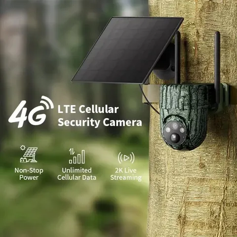 4G LTE Solar Security Camera CB84S 2K HD 360° Night Vision Outdoor No WiFi 