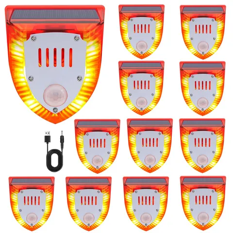 QXMH Solar Outdoor Motion Sensor Alarm: 129db Dog Induction & Gun 12CS