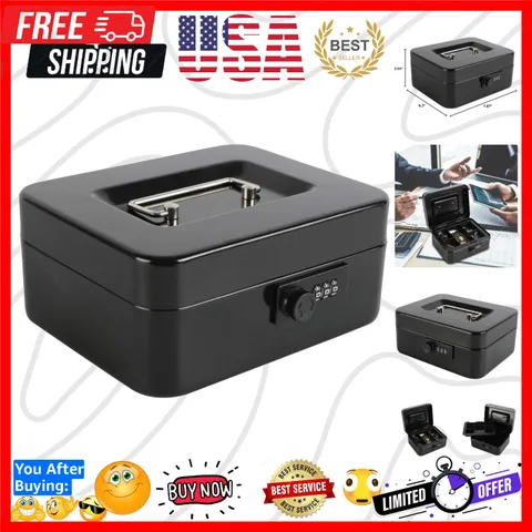 Steel Cash Box Safe with Combination Lock,Money Safe Box with Removable Coin ...