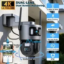 360° PTZ & 180° Panoramic Dual Lens 4K WiFi Security Camera Outdoor Night Vision