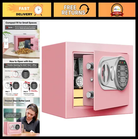 Small Kids Safe - Digital Mini Safe Box for Money, Jewelry & Valuables - Pink