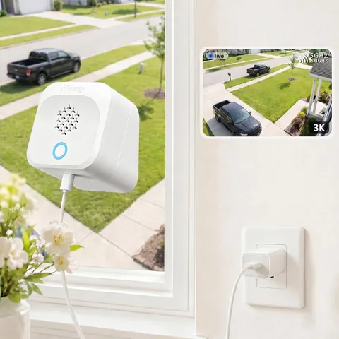 5MP 3K Window Camera with Angle Mount System for 1st 2nd Floor, No Drill WiFi...