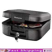Fireproof Waterproof Safe Key Lock Portable Lockbox Documents Valuables Travel