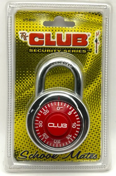 The Club UTL855D School Mates Combination Padlock NOS Sealed Locker Lock Red
