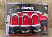 Master Lock 3-Pk Keyed-Alike Vinyl-Covered Brass Padlocks 141TRILF *NEW*