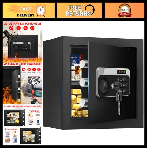 Fireproof Waterproof Safe Box 1.3 Cuft Digital Security for Home, Alarm & Lock,