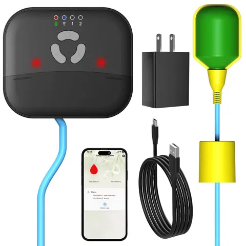 WiFi Sump Pump Alarm with Backup Battery, Smart High/Low Water Level Monitor ...