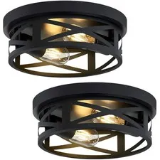 ZHU YAN 2 Pack Black Flush Mount Ceiling 10.63in-black-2 Pack,