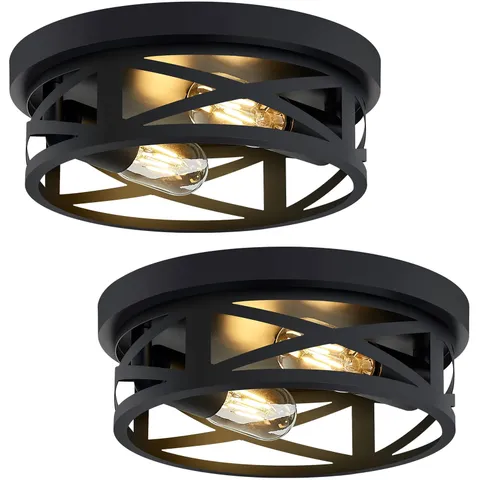 ZHU YAN 2 Pack Black Flush Mount Ceiling 10.63in-black-2 Pack,