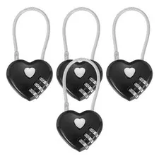 4-Pack Combination Locker Lock, 3 Digit Padlock for Gym/Luggage [Black]