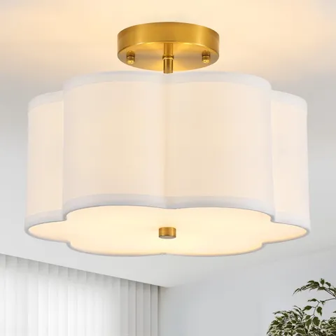 Widluth Modern Semi Flush Mount Ceiling Light Gold 12.89"