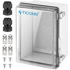 TICONN Outdoor Electrical Box Waterproof, 8.7"x6.7"x4.3", Transparent Cover