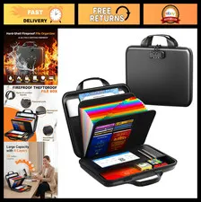 Fireproof Document Organizer with Lock, 13-Pocket Accordion File Box for Home &