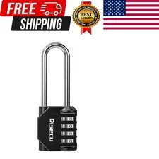 1 Pack 2.6 Inch Long Shackle Combination Lock, 4 Digit Outdoor Waterproof Pad...